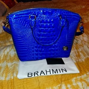 Large bright blue authentic Brahmin satchel